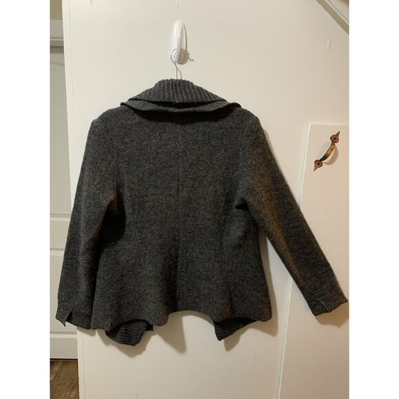 Katherine Barclay Womens Wool Blazer Sz S Gray Button Layer Belt Cardigan Career - Picture 13 of 16